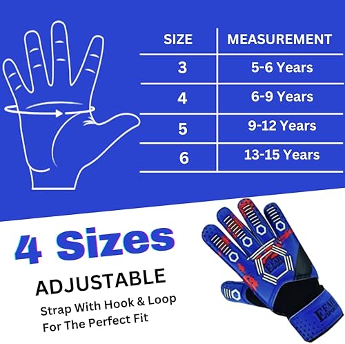 Miniatura 6 de Guantes de portero de fútbol para niños y jóvenes, guantes de portero de fútbol con palmas de agarre fuerte