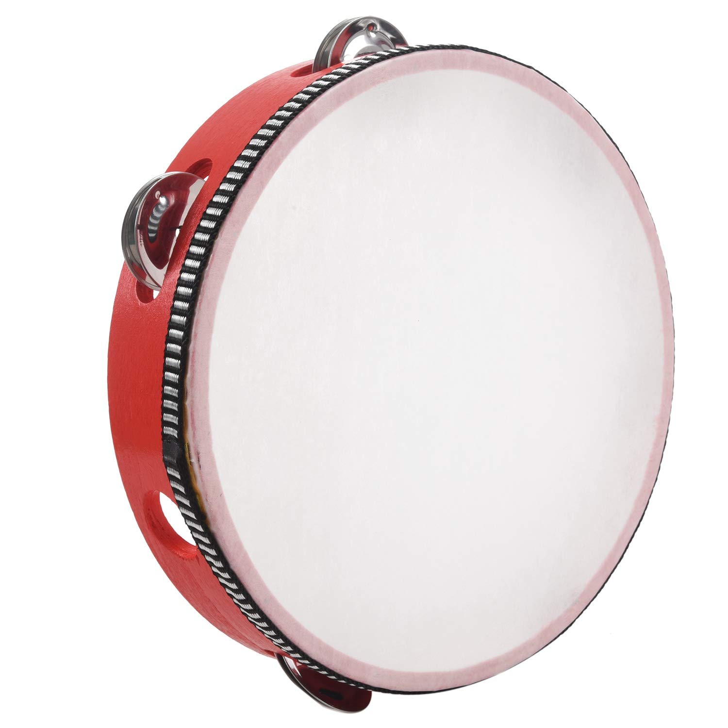 20 cm muzyczny tamburyn tamborine bęben okrągły perkusyjny prezent na imprezę KTV czerwony