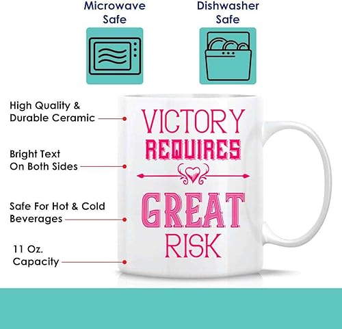 Miniatura 5 de Inspirational Gift Victory Gift, Graduation Present for a Niece - Great Risks, Great Victory Day Quote on 11 Oz White Ceramic Coffee Mug