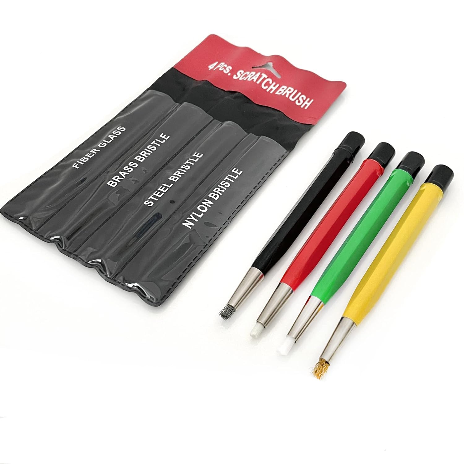PRESIZE Fiberglass Pen Scratch Brush Set - Jewelry Cleaning Brush with Steel, Brass, Nylon, Fiberglass Tips for Corrosion Remover and Rust, Jewelry, Electrical Circuit Boards and Auto Body Work