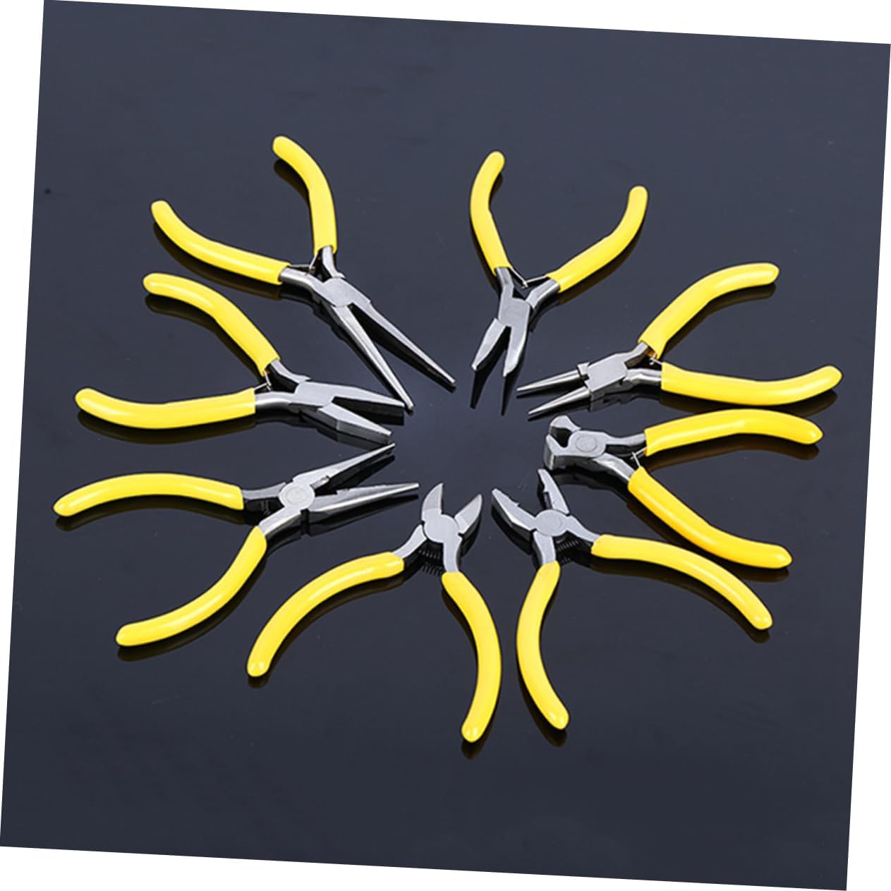 TEHAUX 8Pcs Mini Pliers Set 5-Inch Needle Nose Pliers for DIY Jewelry Making Compact Steel Tools for Crafts and Repairs