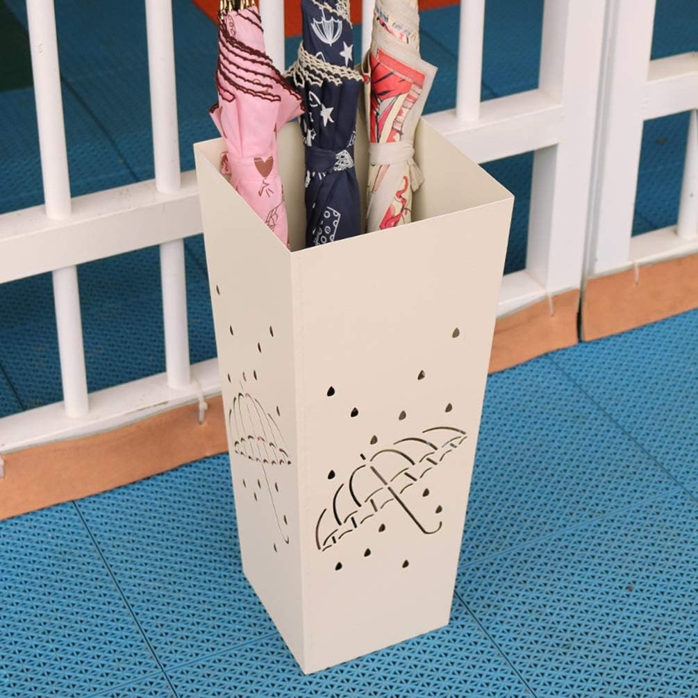 White Floor-Standing Metal Umbrella Stand Umbrella Holder, Home Commercial Corridor Entrance Storage Rack, Waterproof and Rust-Proof, 4 Styles, 20x20x50cm (Size : Style 2) () image 2