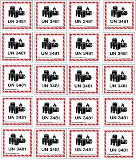 UN3481 Lithium Ion Battery Shipping Labels 20 Stickers Each Label Measures Approximately 3 1/4 in X 4 1/4 in. This is a Veteran Owned Business, and we Thank You for Your Support