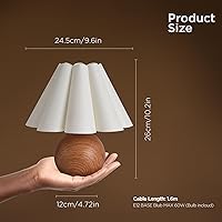 Vista 2 de KUNJOULAM Cute Small Table Lamp, Modern Bedside Nightstand Lamp with Beige Lampshade, Metal Base for Bedroom Home Office Decor