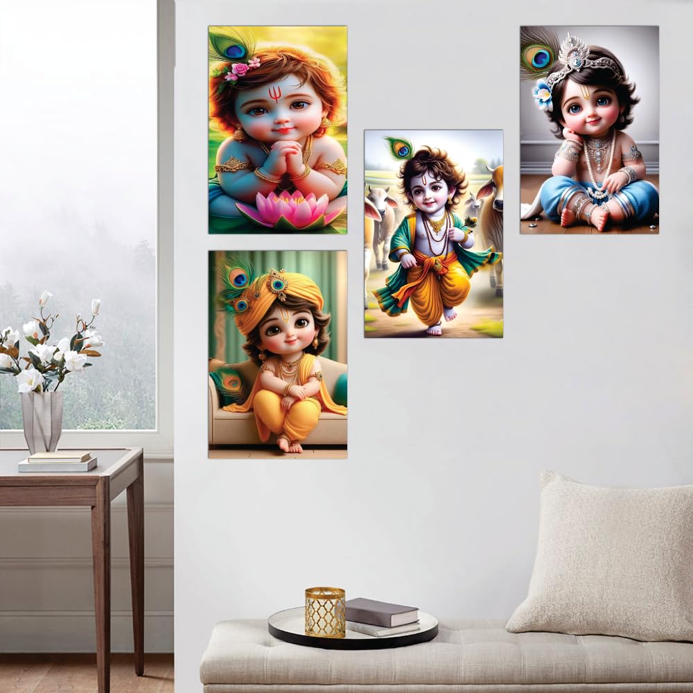 Mehta Craft Little Bal Gopal Photo Posters for Pregnant Women, Cute Baby Krishna Poster For Room Wall Decoration, 12 x 18 Inch (Pack of 4) (Design 2) (B0DFVDXHVK) Amazon Price History, Amazon Price Tracker