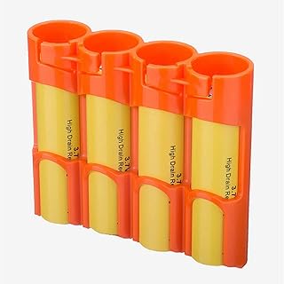 Storacell SL18650ORG by Powerpax SlimLine 18650 Battery Caddy, Orange, Holds 4 Batteries (Not Included)