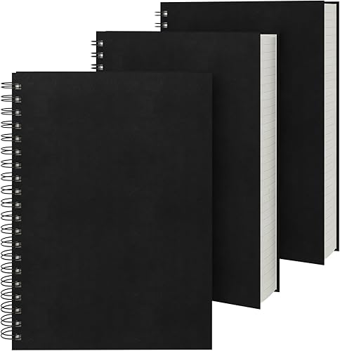 EUSOAR Cuadernos para el trabajo, paquete de 3 cuadernos B5 de 7.3 x 10.2 pulgadas, tapa dura, rayados en espiral, 240 páginas (120 hojas), blocs de