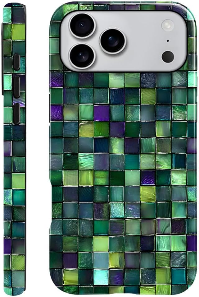 DAIZAG Case Compatible with iPhone 17 Pro Max,Glossy Durable Shock Protection Cover for Girl Women,Mosaic Glass Checkered Style