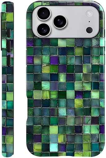 DAIZAG Case Compatible with iPhone 17 Pro Max,Glossy Durable Shock Protection Cover for Girl Women,Mosaic Glass Checkered Style