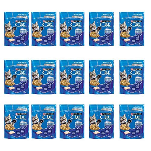 Caixa Sachê Para Gatos Adultos Cat Chow Peixe ao molho - Alimento Úmido para gatos caixa 15 unidades