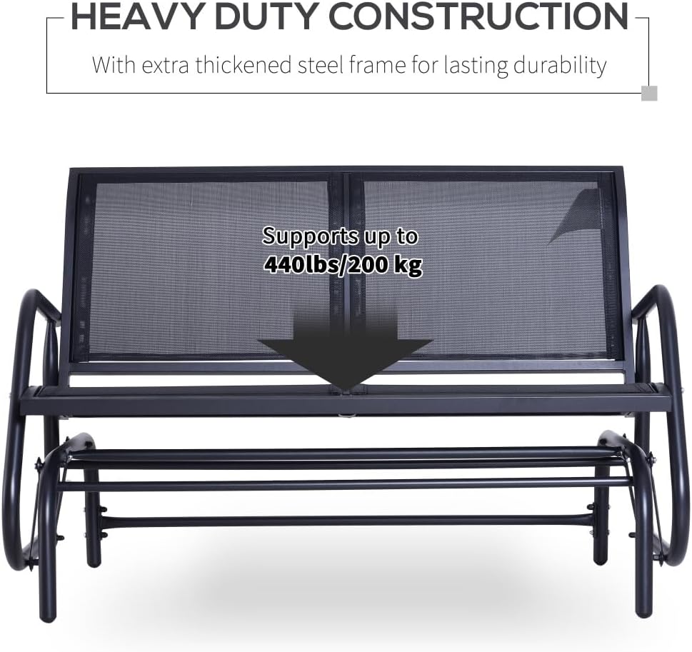 Two-Person Outdoor Glider Bench with Smooth Rocking Motion for Backyard Patio and Garden Use
