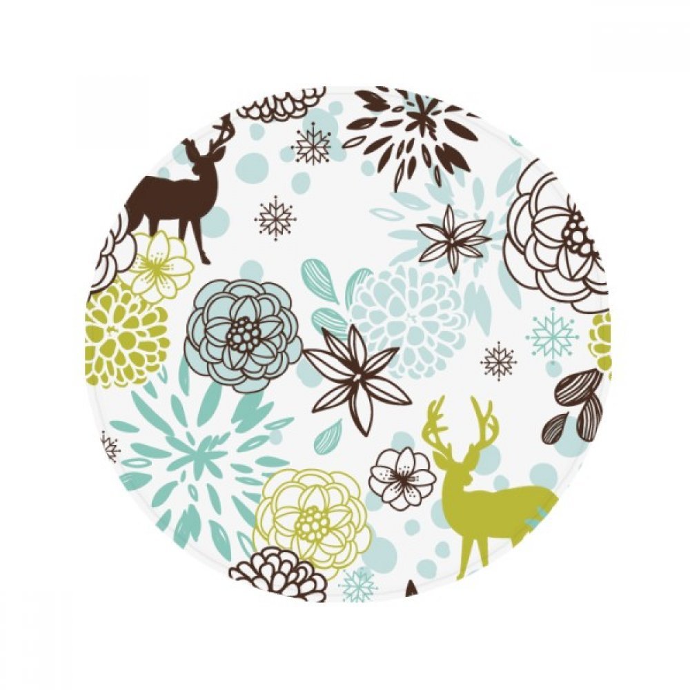 Tapis salon cerf fleur multicolore 80cm rond chambre cuisine