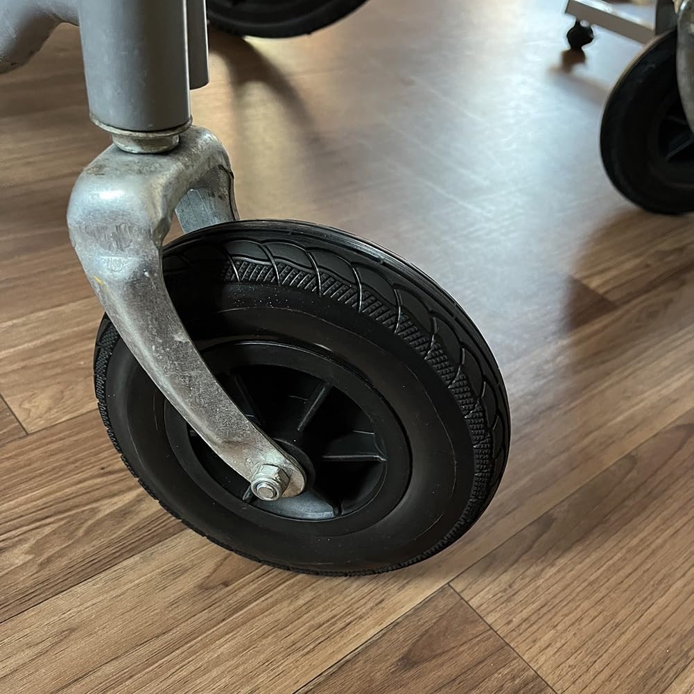 7 pulgadas Rueda Delantera de Repuesto para Silla de Ruedas, Ruedas Delanteras Sólidas PU, Conjunto de Ruedas para Silla de Ruedas, Cojinete 5/16" (8 mm)