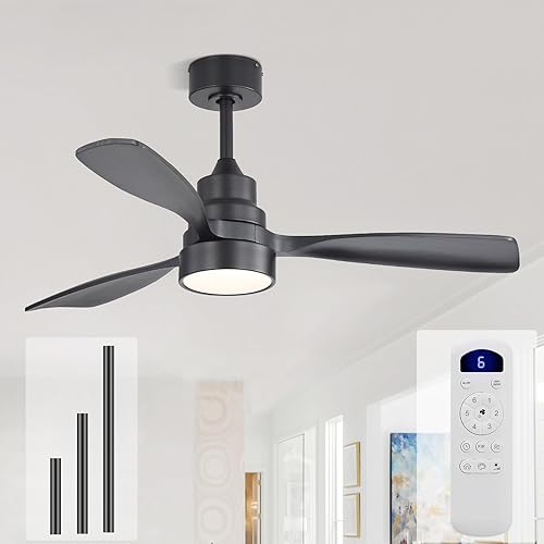 Miniatura 15 de Sofucor Ventilador de techo de 60 pulgadas con luces, control remoto, aspas de nogal, luz regulable, reversible, motor de CC, ventiladores de techo