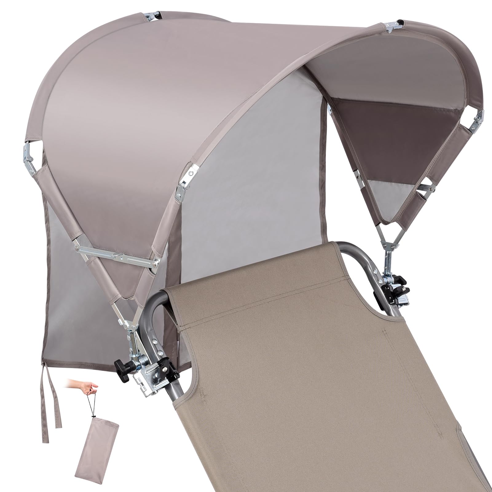 Photo 1 of Universal Wind-Resistant Chair Umbrella Canopy, Foldable Portable UPF 50+ Sun Shade Attachment with Adjustable Clamp, Fits Most Beach, Camping, Lawn, Sports, Tanning, Zero Gravity Chairs, Patented