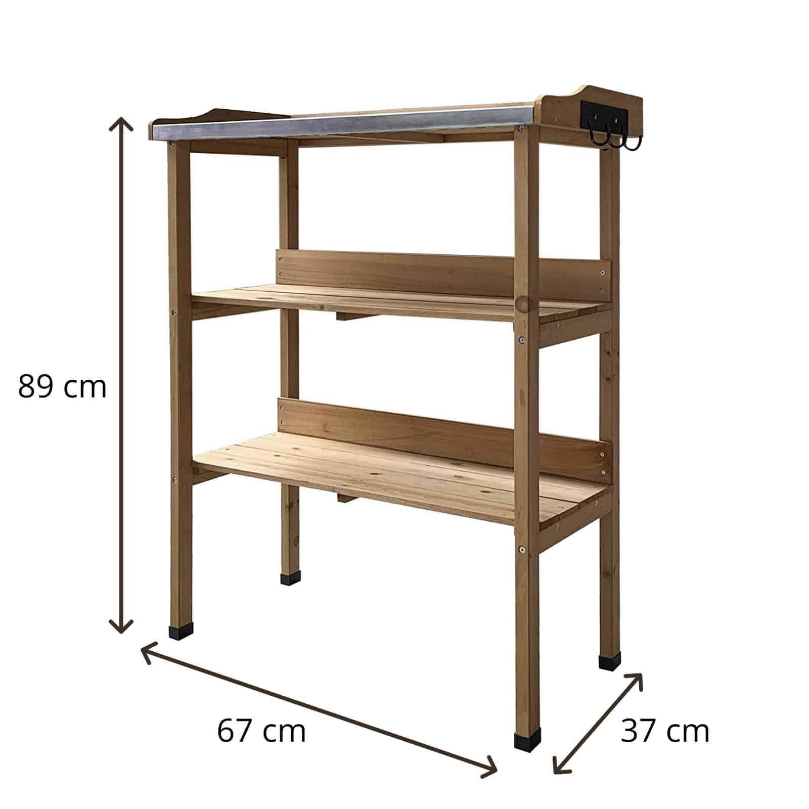 Gardiun KNH1090 - Tavolo da giardino Melvin 67 x 37 x 89 cm in legno naturale