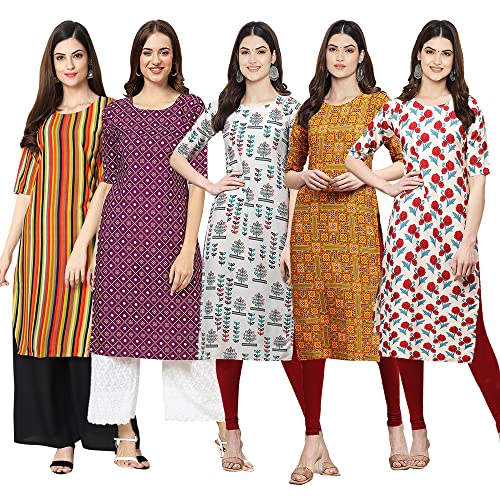 Image of Pinkmint Women's Crepe Digital Print Straight Kurta (D-353-345-369-360-370)