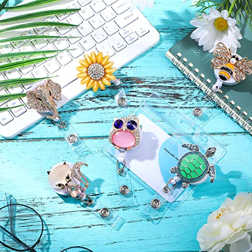 Teling TELING- RHINESTONE BADGE-48 10 Pcs Retractable Nursing Badge Holder With Clip Rhinestone Badge Reels Animal Butterfly Nurse Card Name Badge Holders Bling Badge Reel thumb #3