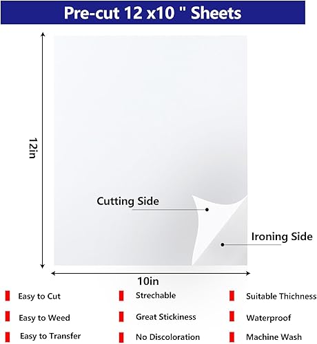 Miniatura 2 de HTVVETUR 14 hojas de vinilo de soplo 3D de transferencia de calor de 12 x 10 pulgadas, vinilo de transferencia de calor para prensa de calor,