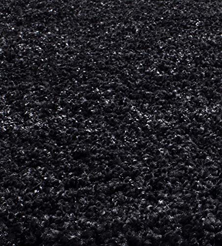 Image of Handwoven Microfibre 3D Rug for Living Room (Black, 3 X 3 Feet (Round), Microfibre)