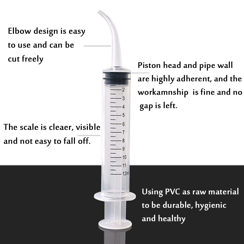 9 Pack 12ml/cc Dental Syringe with Curved Tip & Measurement Disposable