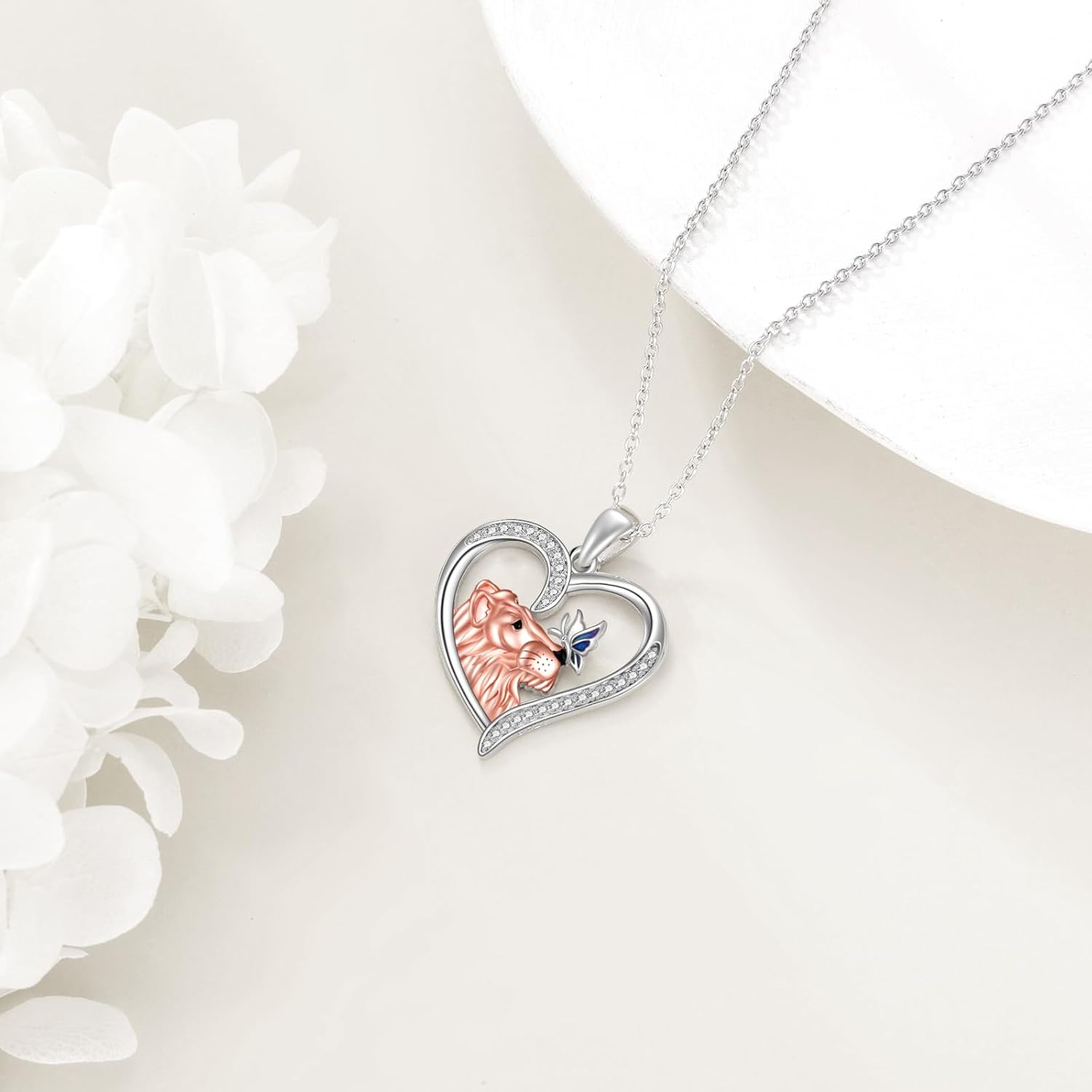 LUHE Animal Heart Necklace Sterling Silver Panda/Horse/Pig/Highland Cow/Axolotl/Fox/Elephant/Lion/Dragonfly/Flamingo/Koala Bear/Sloth/Frog Necklace Animal Jewelry Gifts for Women - Image 3