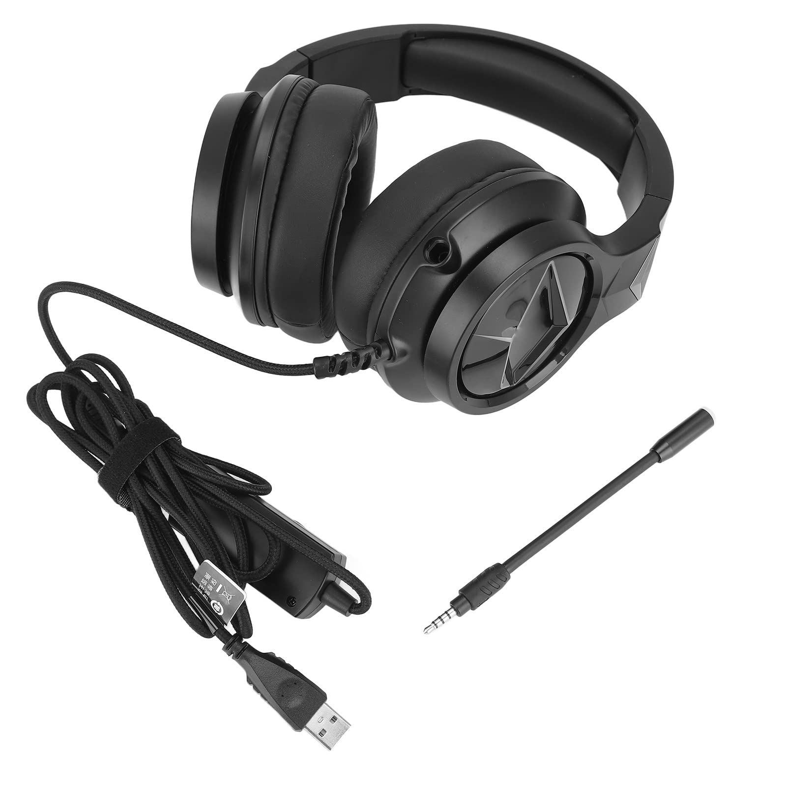 Zunate T Opiky Gamingowy Zestaw Słuchawkowy, Przewodowy Zestaw Słuchawkowy do Gier USB do Laptopa, Oświetlenie LED, Słuchawki z Dźwiękiem Przestrzennym 7.1, Słuchawki Nauszne z redukcją Szumów i