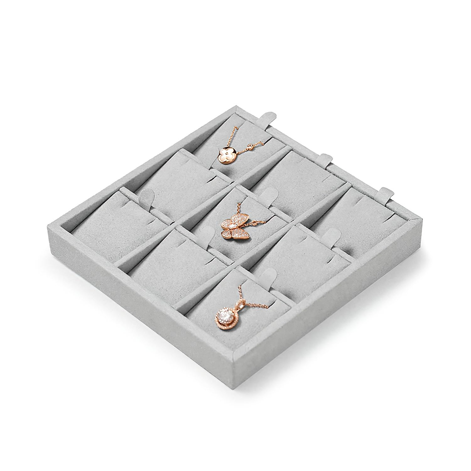 Plateau à bijoux gris 9 cases pour sublimer votre coiffeuse et vos accessoires au quotidien