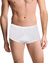 Roupa íntima para incontinência masculina. Estilo Y branco que é ajustado e discreto. Tecido de alta tecnologia e travas de corte moderno na incontinência urinária. A solução simples perfeita para uma idade de idade (pequena)