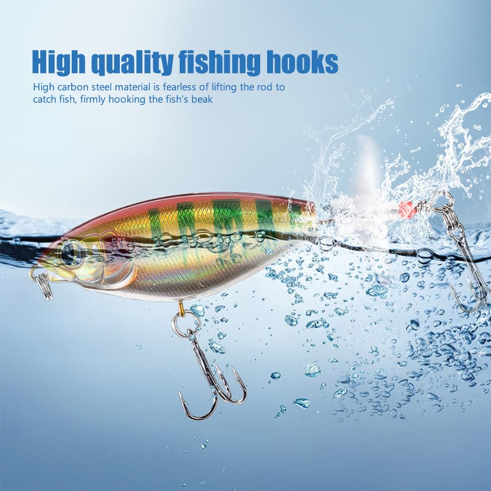 Lot De 5 Leurres Whopper Plopper Neikafan – Flottants, Queue Hélicoïdale, 9,5 Cm / 11 G, Pour Brochet, Truite, Perche, Eau Douce/salée