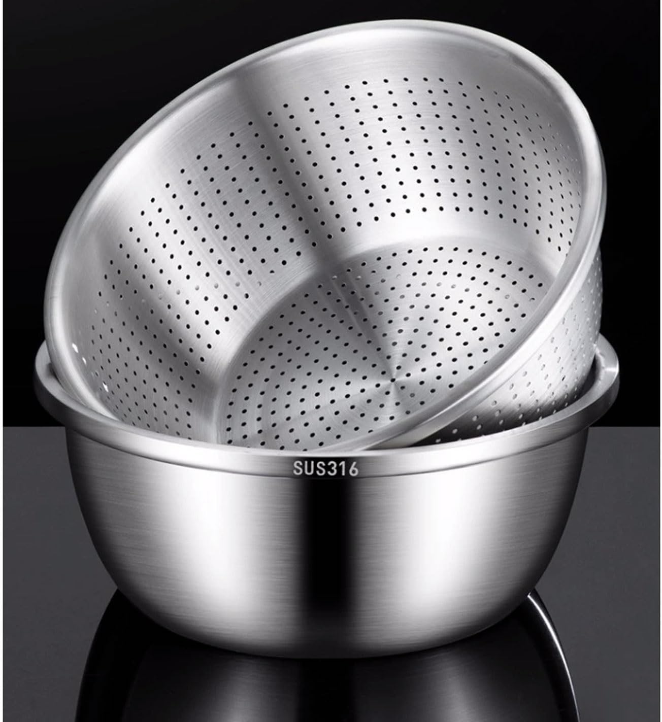 Salad Bowls Mixing Bowls Pots and Pans Serving Trays Soup Bowls 316 Stainless Steel Cooking Baking Nesting Bowls Grater 3 Piece Set，