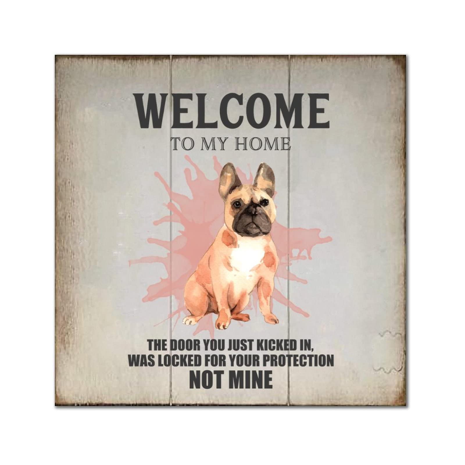 Plaque en bois murale vintage panneau de bienvenue 30x30 cm