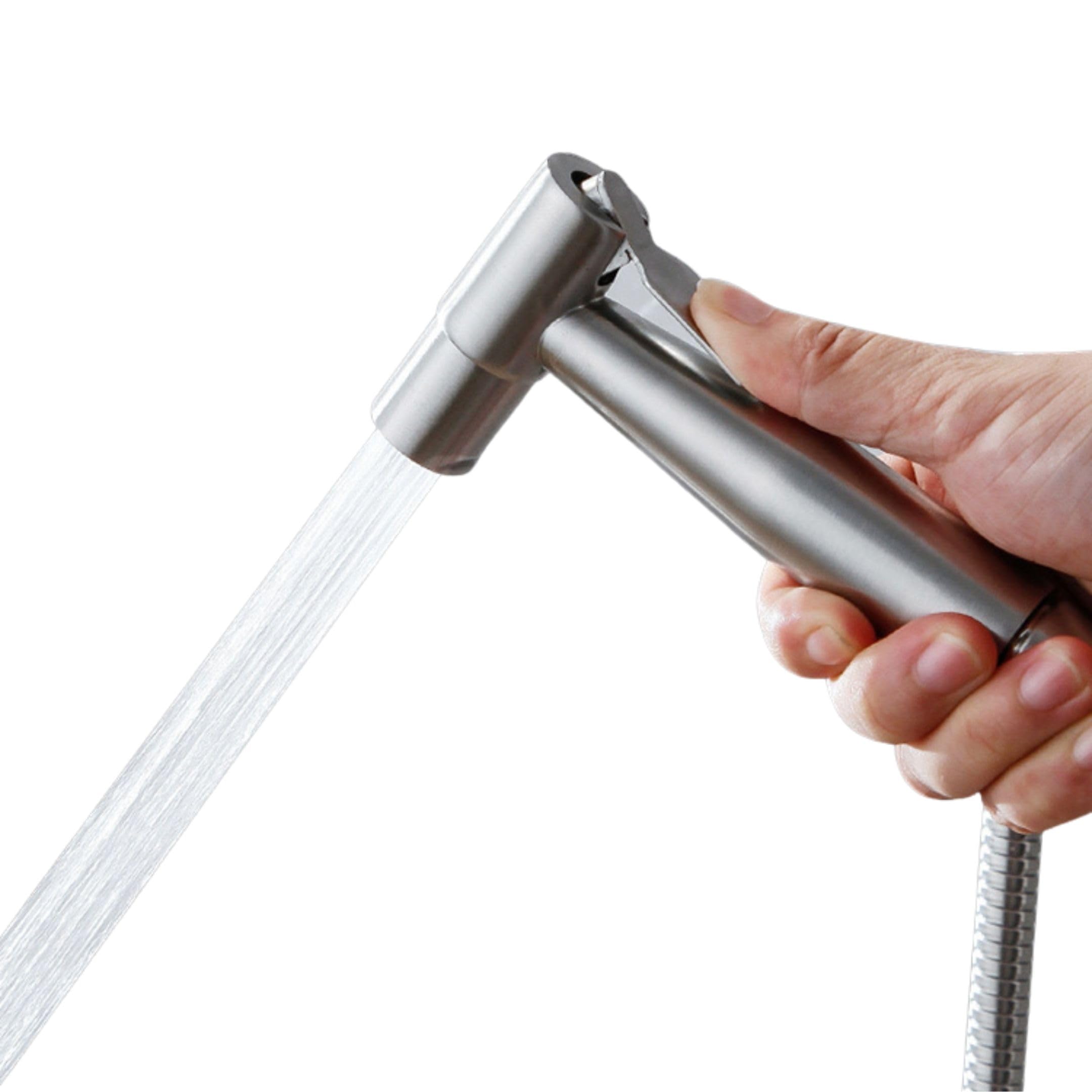 Tisto Jet Spray Health Faucet High Pressure Heavy Duty Hand Bidet Flush Stainless Steel for Bathroom, Toilet, Commode Water Saving, Complete Set Gun with Hose and Hook