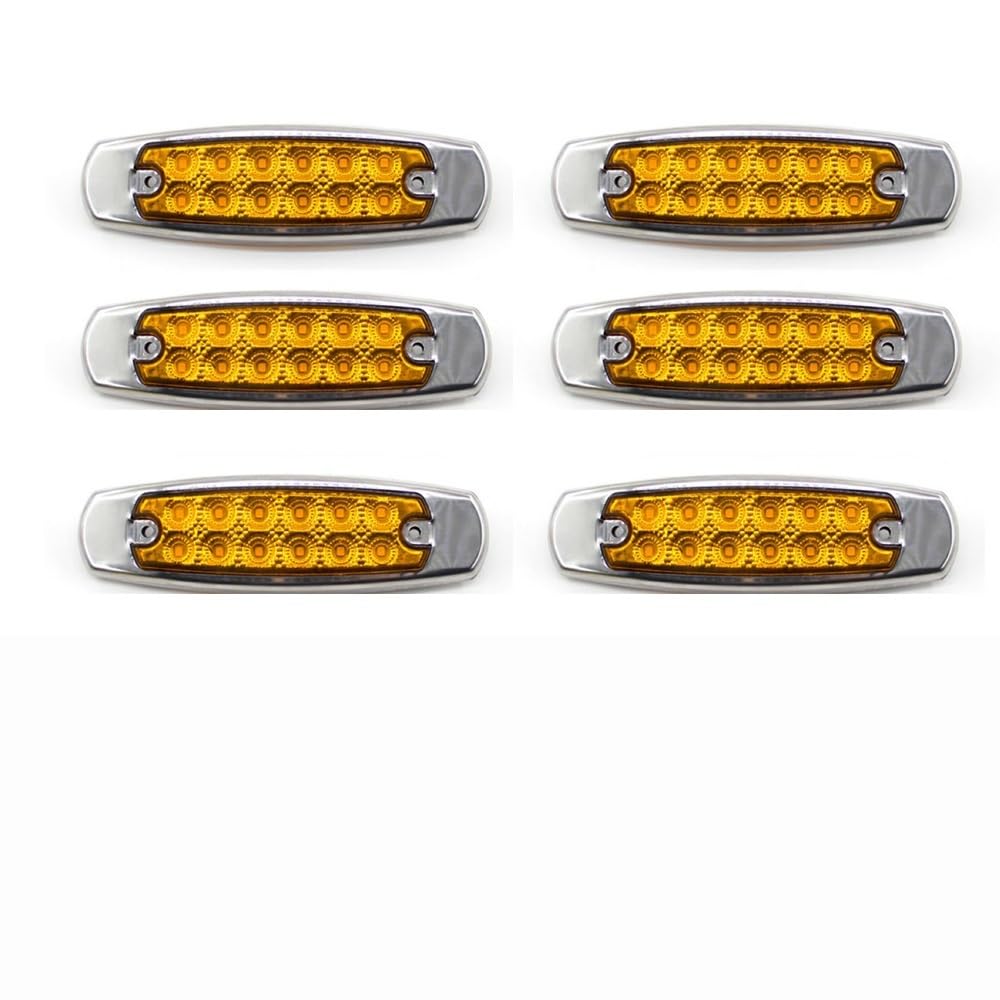 6/10 sztuk 12V 24V samochody ciężarowe boczne obrysowe odprawy cienkie lekkie chromowane Auto ciężarówka przyczepa kempingowa autobus Van łódź(6pcs Amber)