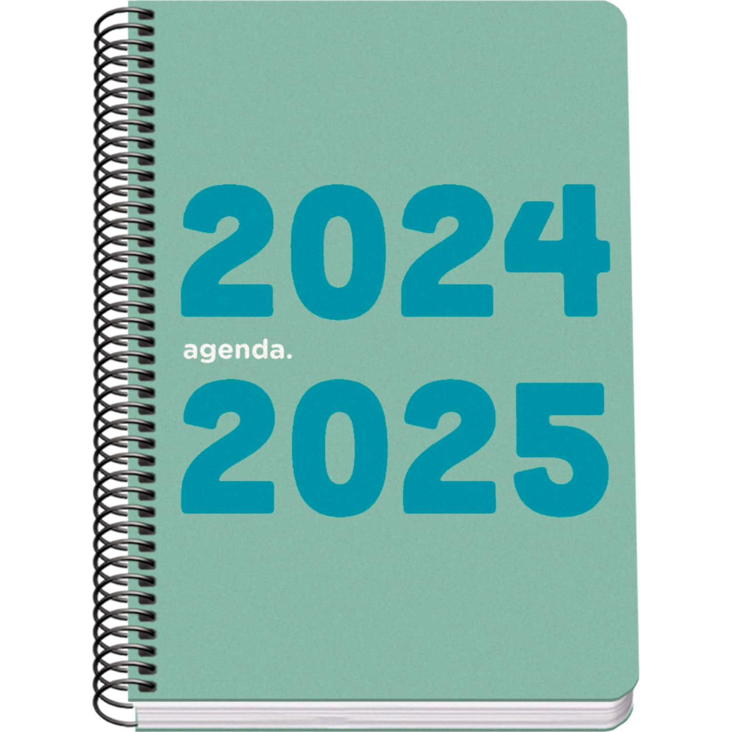 Dohe - Agenda Escolar 2024 2025 - Día por Página, Tamaño A5 (15x21 cm), Cierre de Anillas, Tapa Flexible de Plástico, Español e Inglés, Septiembre a Junio, Material Escolar - MEMORY Verde