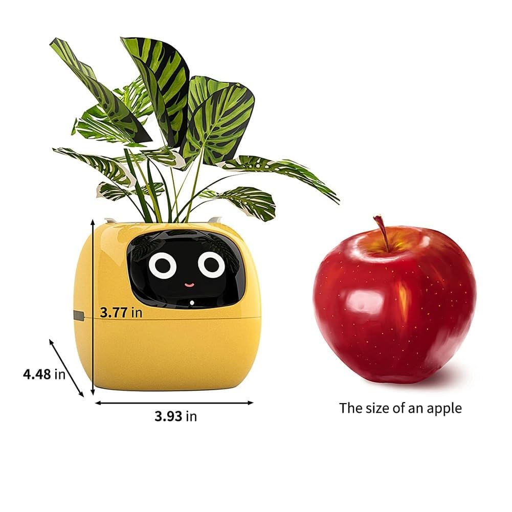 Smart Plant Pot - Fioriera AI con 49 espressioni, 7 sensori intelligenti, schermo LCD e controllo APP per ora, data e meteo