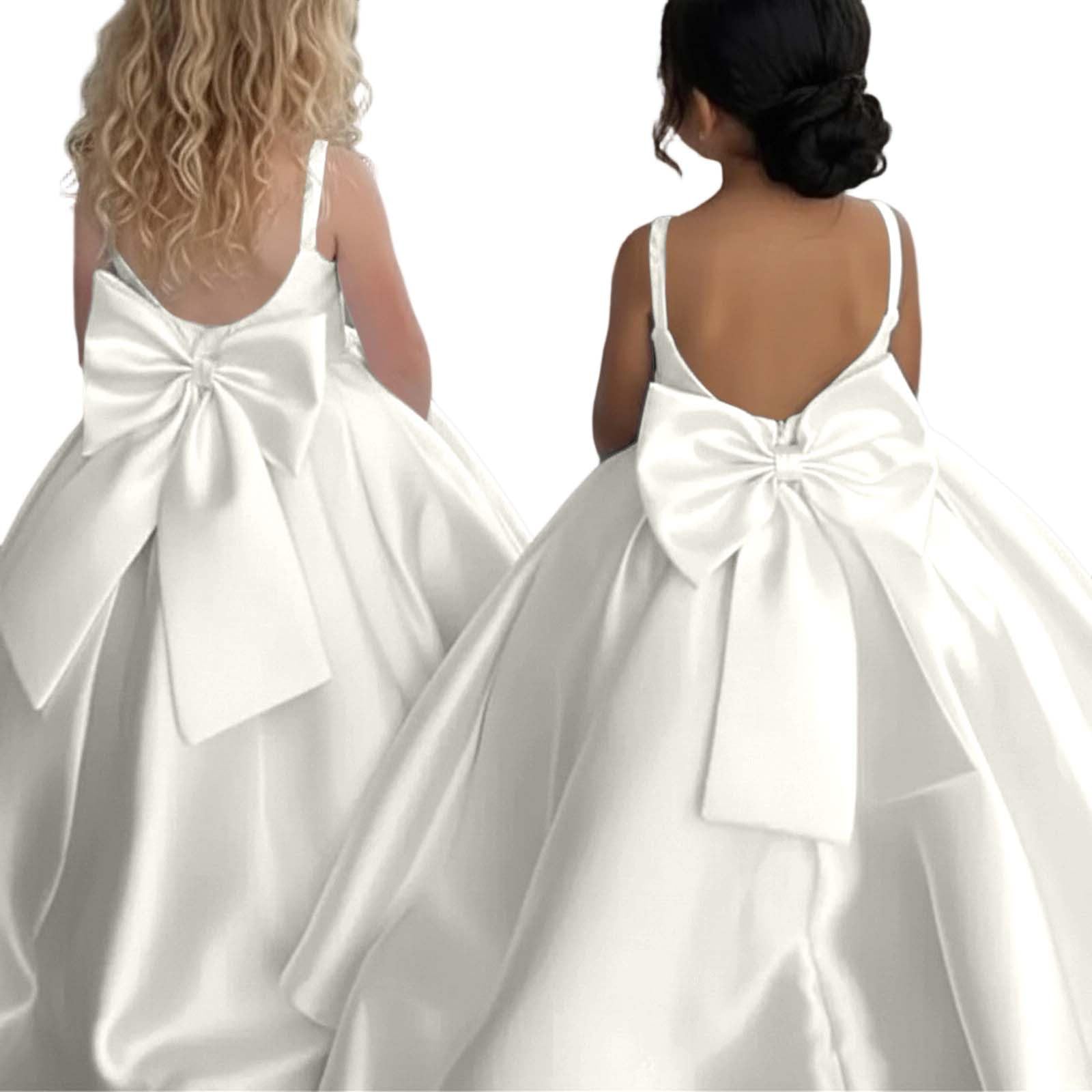 Genérico 2026 Elegante Vestido de Niña con Catedral para Bodas Concursos Fotografía Formal Pequeñas Ocasiones Princesa Tul