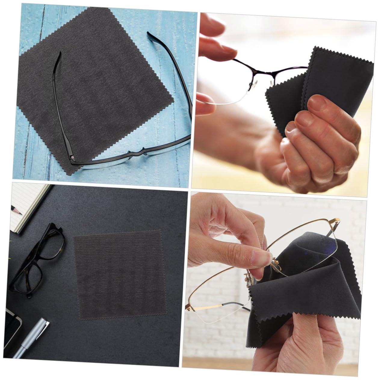 PACKOVE Para Gafas Limpieza De Gafas De Pantalla Tableta Técnico Limpiadoras De Anteojos Para Lentes Fibra Extrafina Black 50 Piezas*4