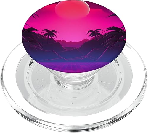 Retrowave Sunset 80s Vaporwave Synthwave PopSockets MagSafe PopGrip for iPhone