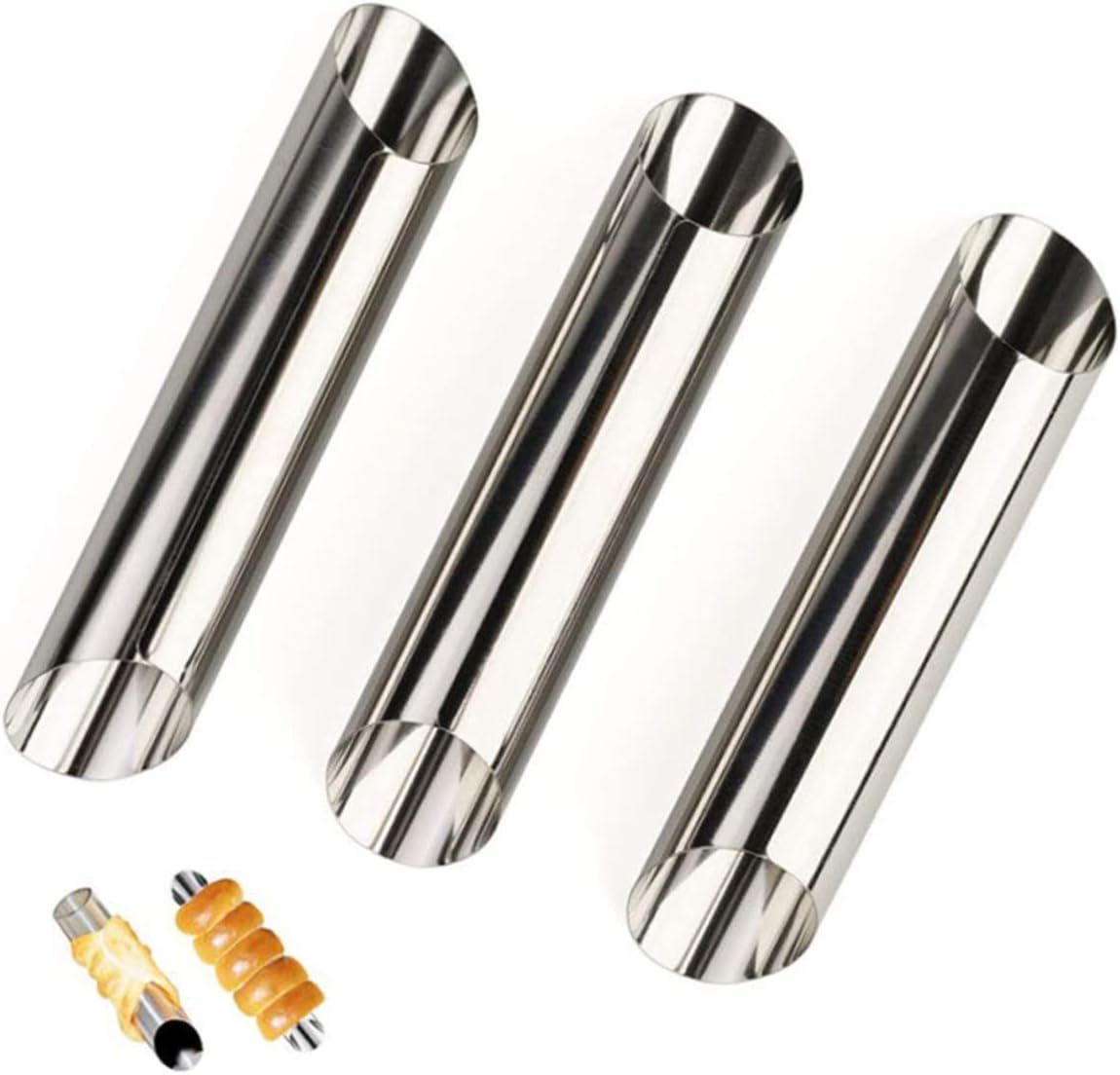 PRETYZOOM 20pcs Large Size Bread Molds Screw Tube Stainless Steel for Croissants Pastries Baking