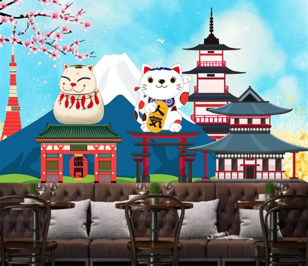 Fresque murale japonaise haut de gamme papier peint 3D restaurant chat sushi