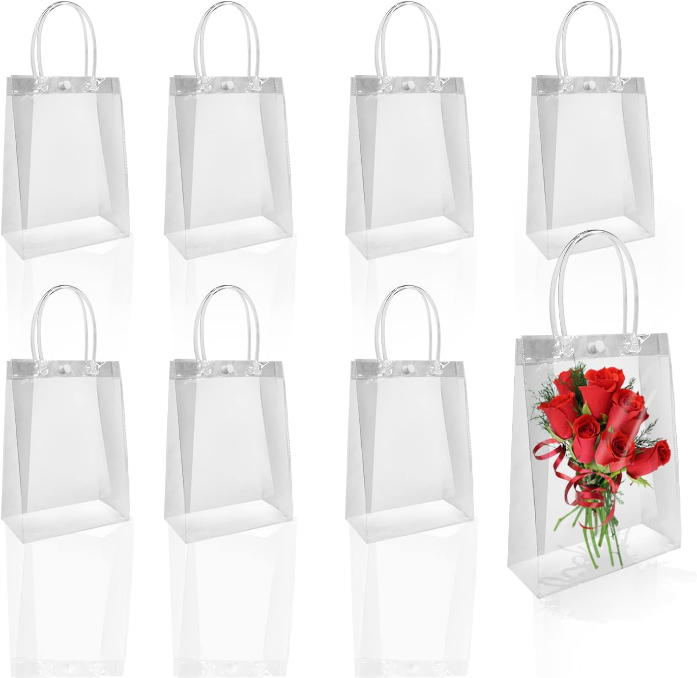 Kwong Ta 24 Pcs clear gift bags with handles，Small Clear Plastic Gift Wrap Bags
