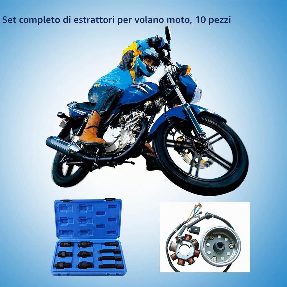 Set di estrattori per volani, Set di 10 pezzi Estrattore da Moto per ruote, per Scooter Moto bicicletta