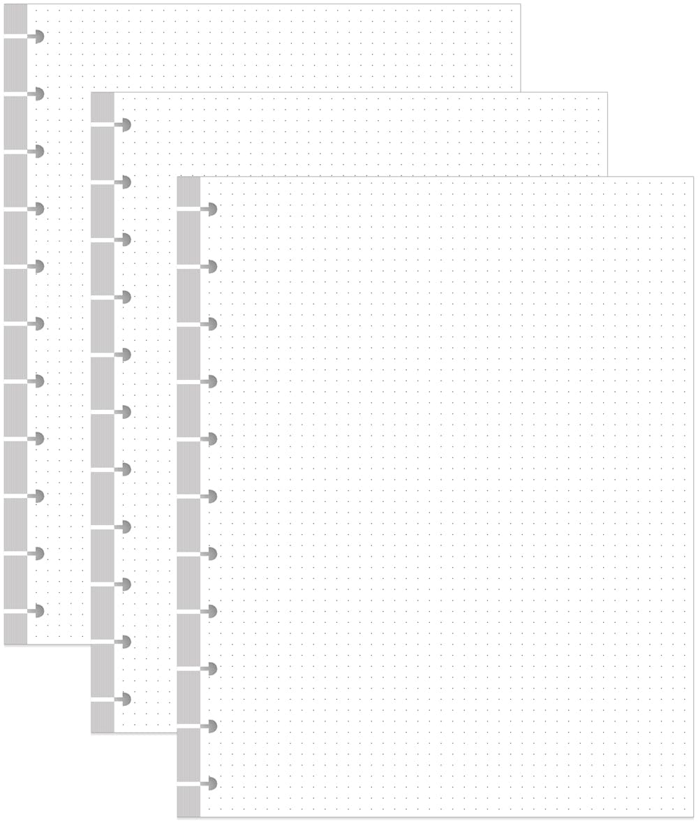 (3-Pack) A4 TUL Discbound Dotted Refills, 11-Disc Dot Grid Filler Paper, 300Sheets / 600Pages Loose-Leaf Paper, 100gsm White Paper, 8.5'' x 11''