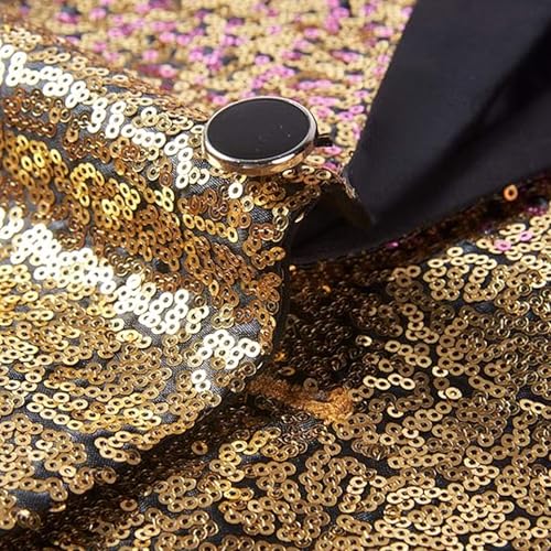Mens Fashion Gradual Change Color Sequins Suit Jacket Shawl Lapel Tuxedo Shiny Sequin Blazer One Button Suit Jacket (5X-Large,Golden)4