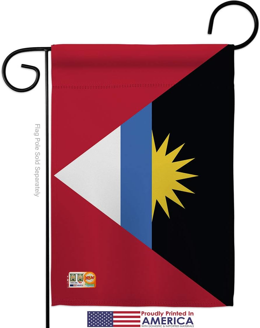 Antigua and Barbuda Garden Flags 2pcs Pack Regional Nationality Nation International World Country Particular Area Small Decorative Gift Yard House Banner Made In USA 13 X 18.5
