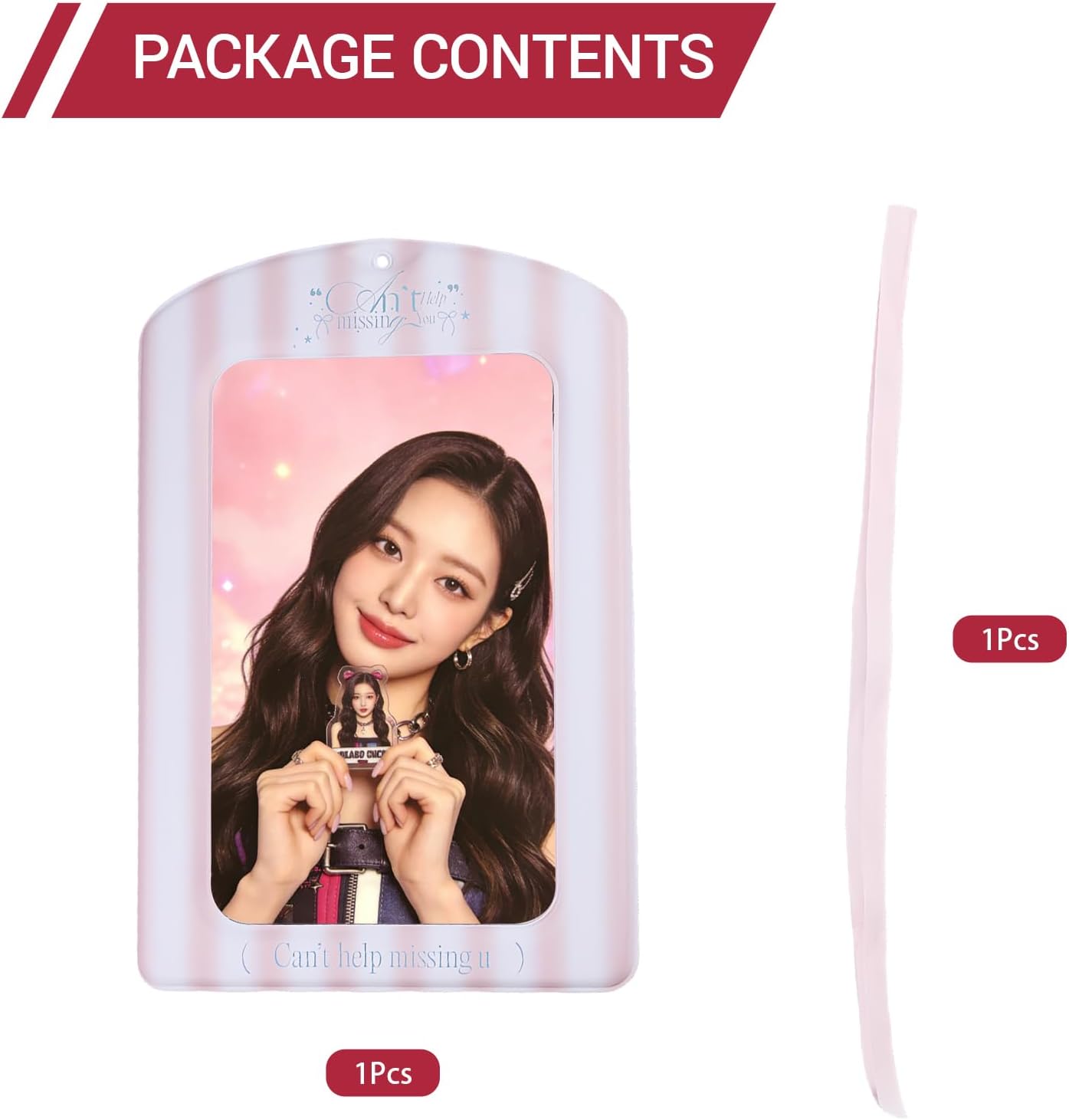 Super Large Kpop Photocard Holder with Ribbon, Photo Card Display Frame for Backpack, Protective Photocard Sleeve Case for Kpop Fans Collectors