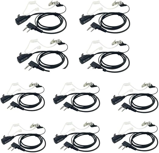 Walkie Talkie Headsets with Mic 2 Pins for Baofeng UV-5R BF-F8HP BF-888S Retevis H-777 Arcshell (10 Packs)
