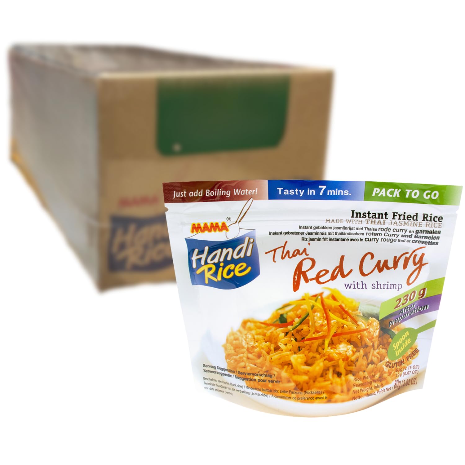 MAMA - Riz Inst. Crevettes Curry Vert, Lot de 10 (10 X 80 GR)