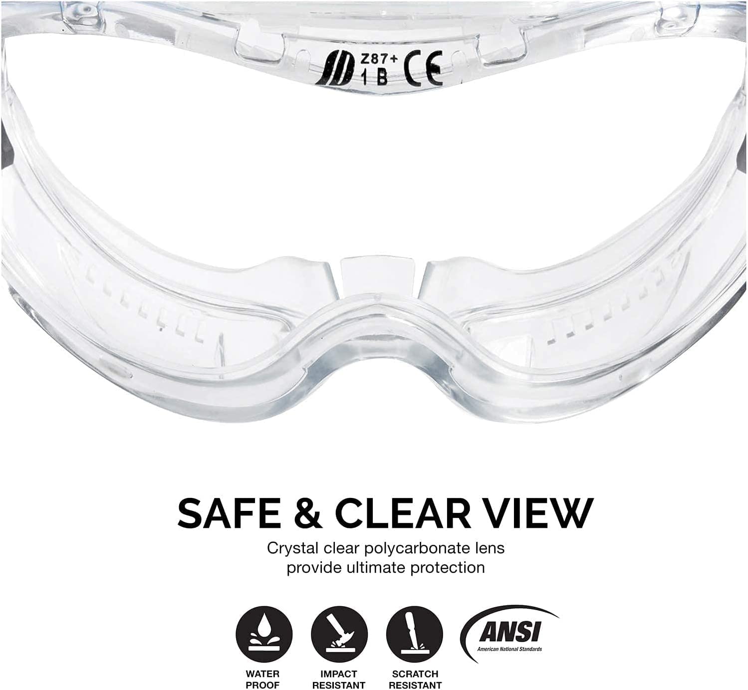 NEIKO Pro 53875B Clear Protective Lab Safety Goggles 2 pack, Chemistry, Scientific, Construction Goggles, Contractor Work, Woodworking, Anti-Fog and Splash, Includes Indirect Vent and for Men & Women